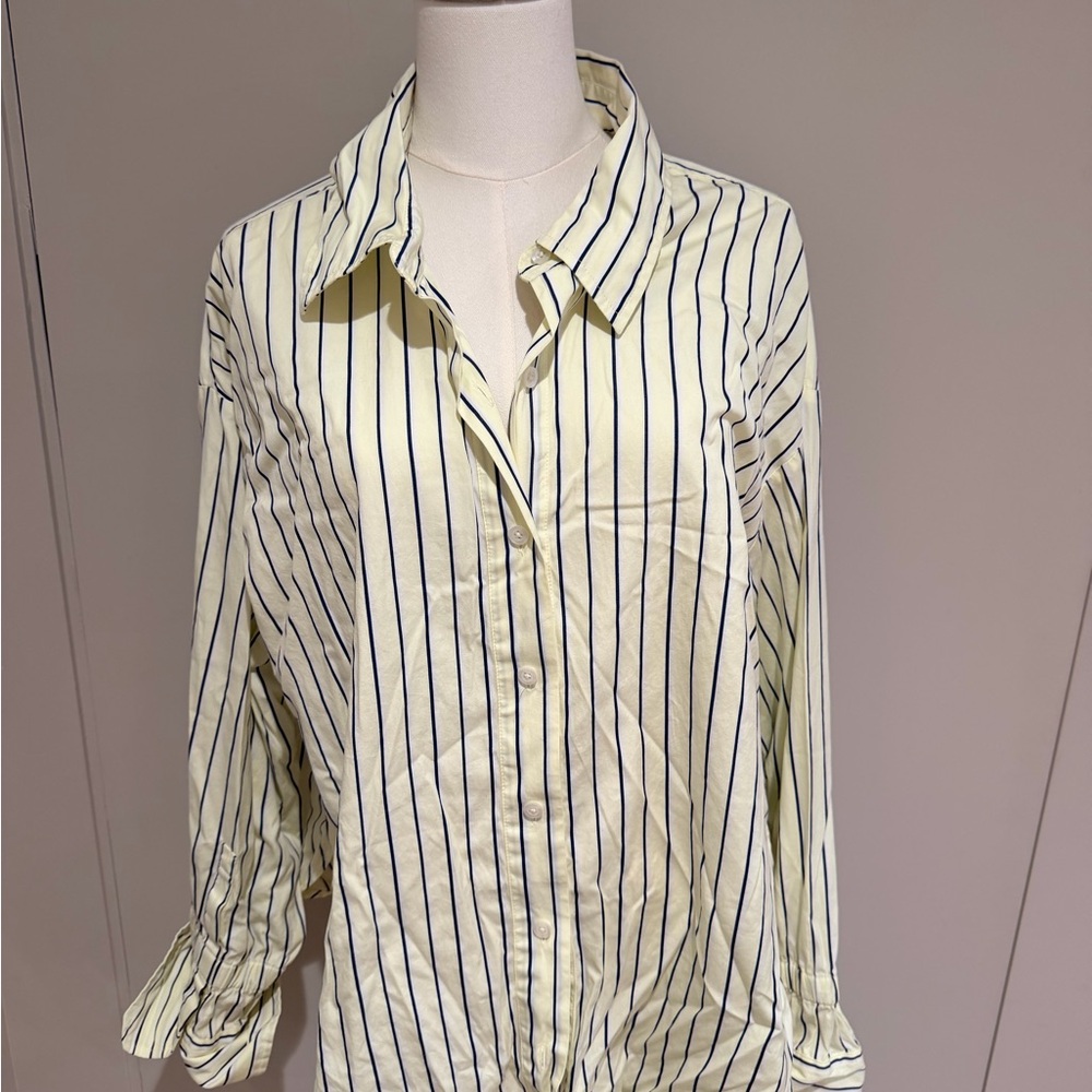 A.L.C. Yellow and Black Striped Button Down Shirt